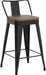 Bar Stools Set of 4 Metal Bar Stool Counter Height Bar Stools Black, Modern 24" Bar Chairs with Back and Wooden Seat Bar Stool Counter Height