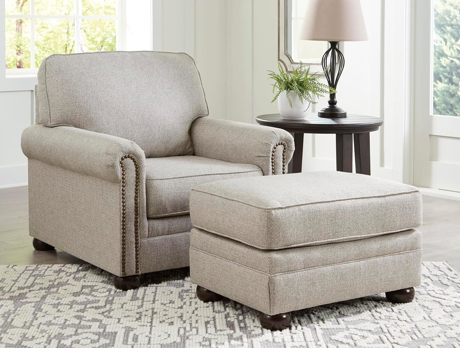 Gaelon Transitional Rectangular Upholstered Ottoman with Bun Legs, Light Brown