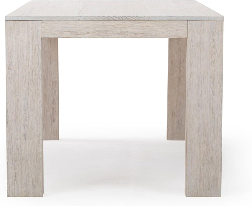 72 Inch Modern Wood Dining Table, Solid Wood Rectangular Dining Table for Kitchen/Dining Room, White Sand Wirebrush