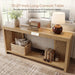 70.9-Inch Long Entryway Table with 2-Tier Storage, Farmhouse Narrow Sofa Console Table with Vertical Stripe Legs, for Entrance, Entryway, Hallway, Foyer, behind the Couch, Brown