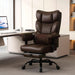 Big and Tall Office Chair with Footrest, High Back Executive Desk Chair with Adjustable Lift Armrest, 155°Recline, Lumbar Support Pillow, Faux Leather Gaming Chairs for Home or Office Brown