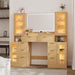 55 Inch Makeup Vanity Desk With LED Lights RGB Glass Cabinets