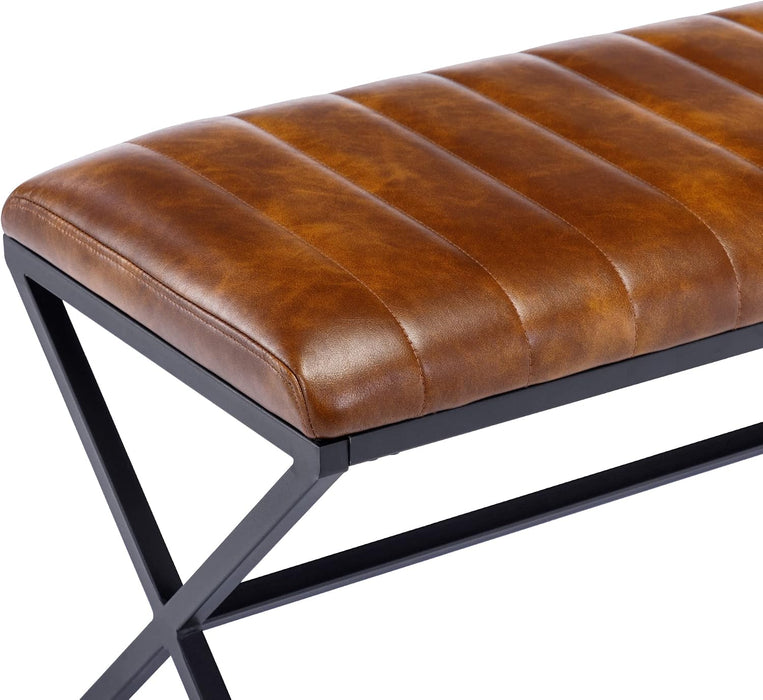 Yellowish Brown PremiumLeather EndBed Velvet Bench