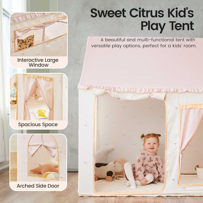 Kids Tent with Mat, Kids Play Tent for Toddlers, Playhouse for Kid Indoor, Ideal Toy Gift for 3+ Girls, Play Room Furniture