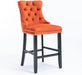 Velvet Upholstered Wingback Bar Stools Set of 2, Button Tufted Counter Height Bar Stool Chairs with Nailhead Trim&Handle Ring, Padded Kitchen Island Barstools W/Solid Wood Frame, Orange