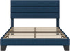 Full Platform Bed Frame with Upholstered Fabric Headboard, Mattress Foundation with Strong Wooden Slats Support, No Box Spring Needed, Blue