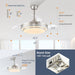 Retractable Ceiling Fans with Lights and Remote, 42 Inch Fandelier Ceiling Fans with LED Lighting, Smart Modern Ceiling Fan, Stepless Color Changeable, Dimmable, Timer Setting, Brush Nickel
