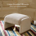 Modern Corduroy Ottoman with Solid Wood Legs, Foot Stools Ottoman with Versatile Footrest, Extra Seat & Decorative Accent, Beige