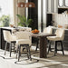 27" Swivel Bar Stools Set of 2, Upholstered Barstools with Padded Seats and Solid Wood Legs, Counter Height Kitchen Stools for Kitchen Island, Breakfast Nook, Beige