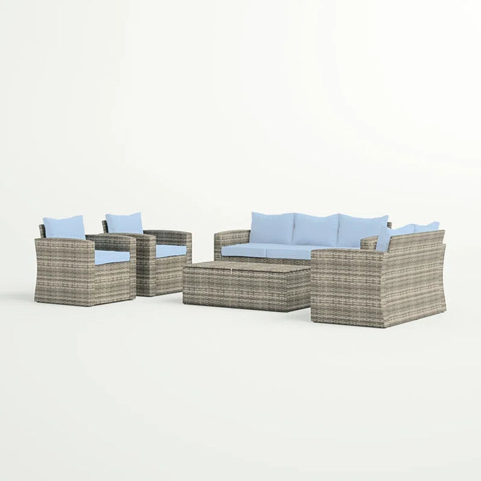 Arlington Outdoor Wicker 7 Person Seating Group with Cushions & Storage