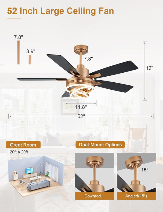 Contemporary Black Iron Reversible Fandelier Ceiling Fan