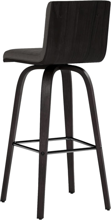 Size Color Options Vienna 30" Bar Height Barstool Brushed Wood Finish Faux Leather, Grey/Black