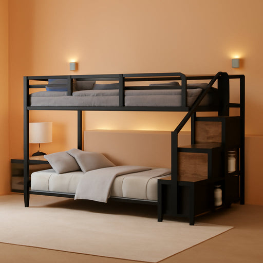 Black Premium SpaceSaving Functionality Twin Bunk Bed