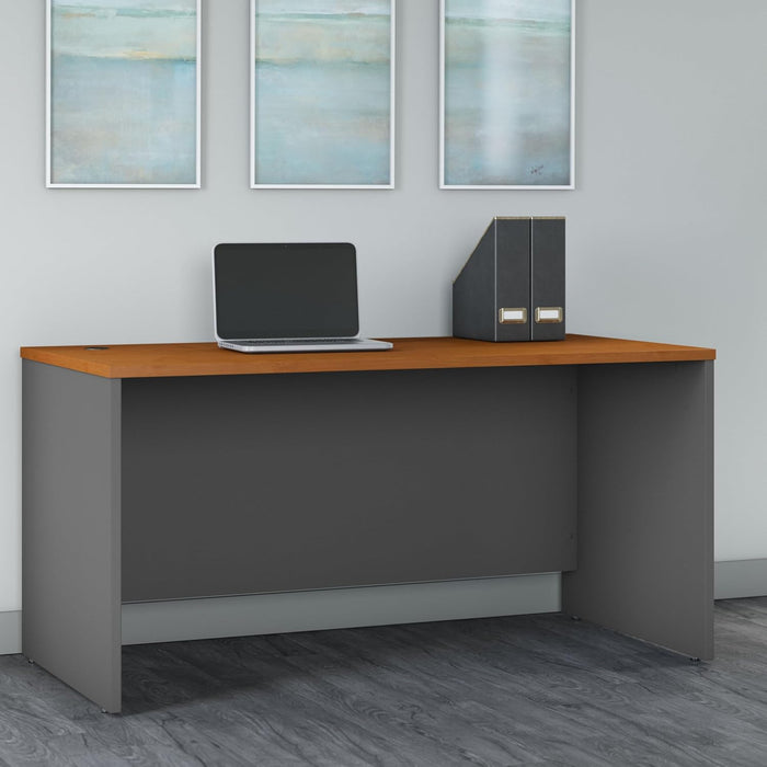 Series C 60W Office Desk in Natural Cherry, Large Computer Table for Home and Professional Workplace