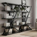 Industrial Bookshelf, Vintage 5-Tier Tall Bookcase with Wood and Metal Frame, Rustic Large Display Shelf for Home Office, 72" H X 47" L X 12" W, Black
