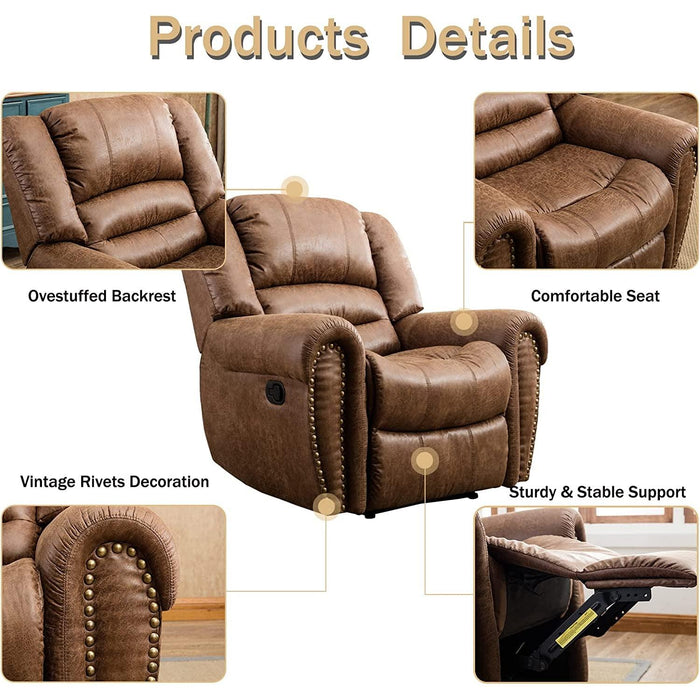 Classic Recliner Chair with Leather Arms