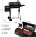 CC1624S Barrel Charcoal Grill with Offset Smoker, 552 Sq. In. Cooking Area, Steel Front Shelf, Steel Side Shelf with Hooks, Charcoal Grill for Outdoor Grilling, Black