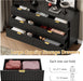 7 Drawer Fluted Dresser for Bedroom, Mid Century Modern Dresser with 7 Drawers, Dressers & Chests of Drawers with Metal Handle, TV Stand & Storage Organizer for Entryway, Hallway, Black