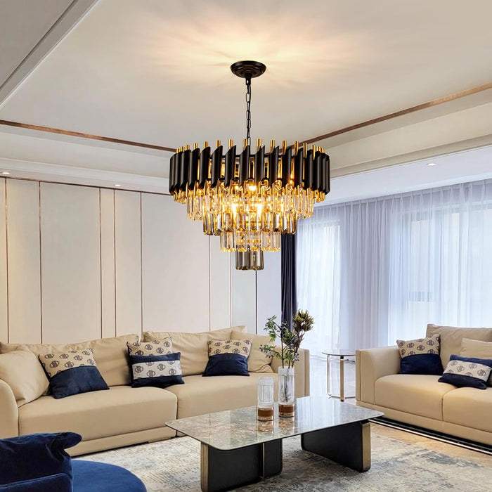 20-Inch Ultra Modern Crystal Chandelier Smoke Gray