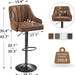 Bar Stools Set of 4, Adjustable Barstools, Counter Height Stools with Back and Arm, Kitchen Island Stools, Swivel PU Chairs for Pub, Dining Room, Industrial Style, Dark Brown