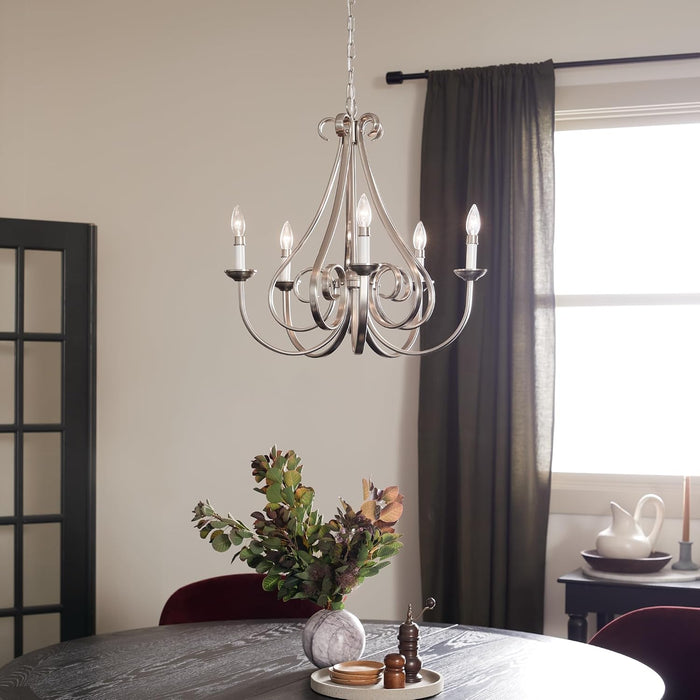 Dover Five Light Chandelier Brushed Nickel TwentyFourInch
