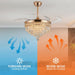 48" Crystal Retractable Ceiling Fan with Light - (Glam, Gold)