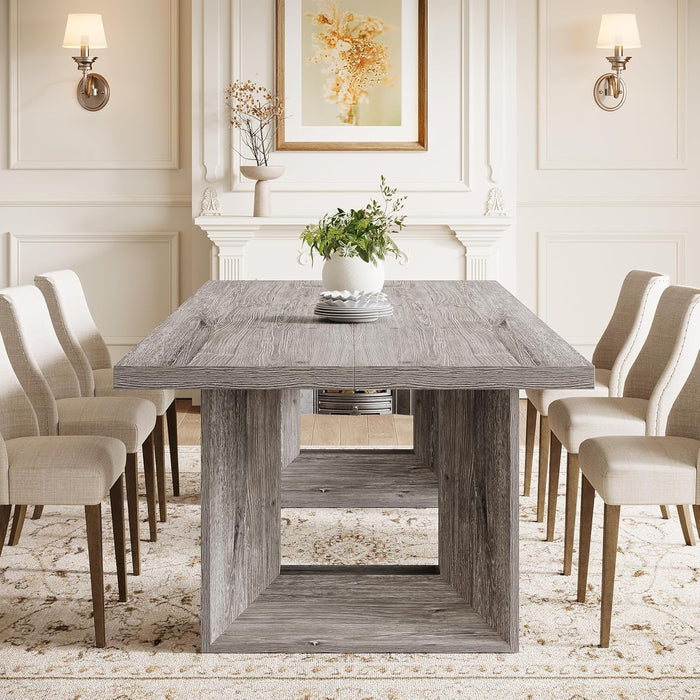 63Inch Grey Farmhouse Dining Table Geometric Frame