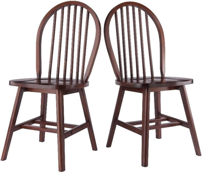 Windsor 2-Piece Chair Set, Solid Wood, Walnut Finish