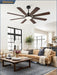 62 Inch Ceiling Fans with Lights, Black Modern Ceiling Fan with Remote,Large Farmhouse Indoor & Outdoor Ceiling Fan with 8 Dual Finish Blades, Quiet DC Motor, Bright LED Light