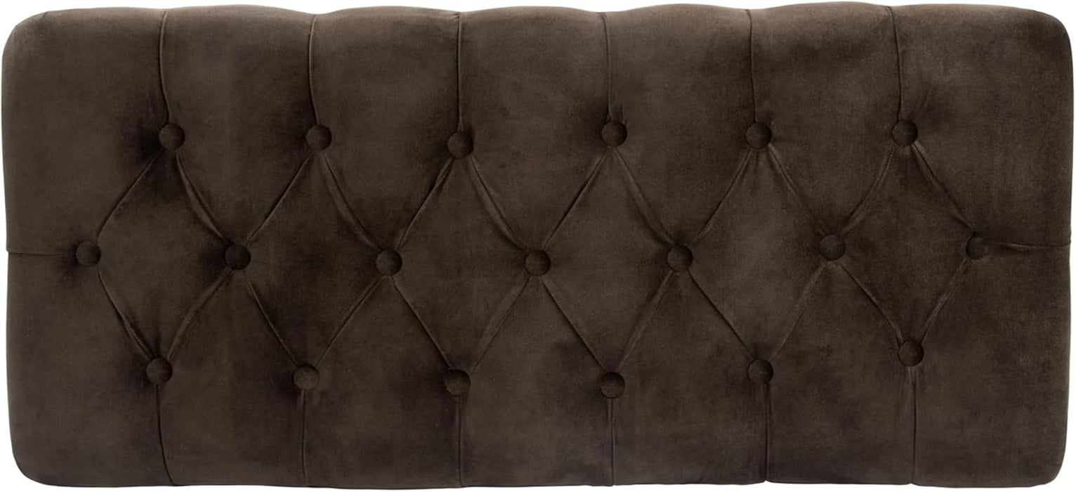 Home Decor | Tufted Ainsley Button Storage Ottoman Bench with Hinged Lid | Ottoman Bench with Storage for Living Room & Bedroom, Chocolate Brown Velvet