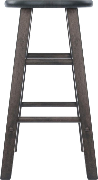 Element 2-Piece 24In Counter Stool Set, Oyster Gray Finish, Solid Wood, Modern Design