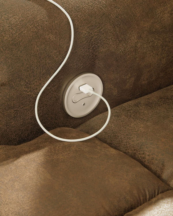 Boothbay Classic Faux Leather 2 Seat Power Reclining Sofa with USB Ports, Dark Brown