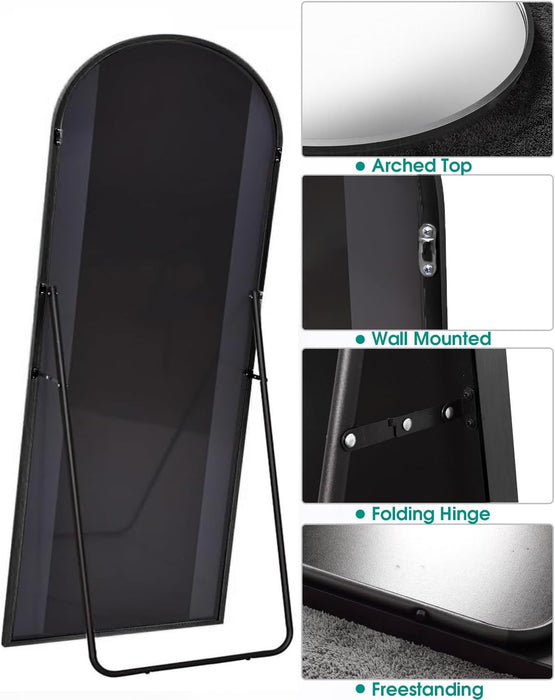 Arched Floor Mirror, 41" X 81" Oversized Full Body Mirror, Freestanding, Arch Mirror, Wall Mounted for Bedroom, Black