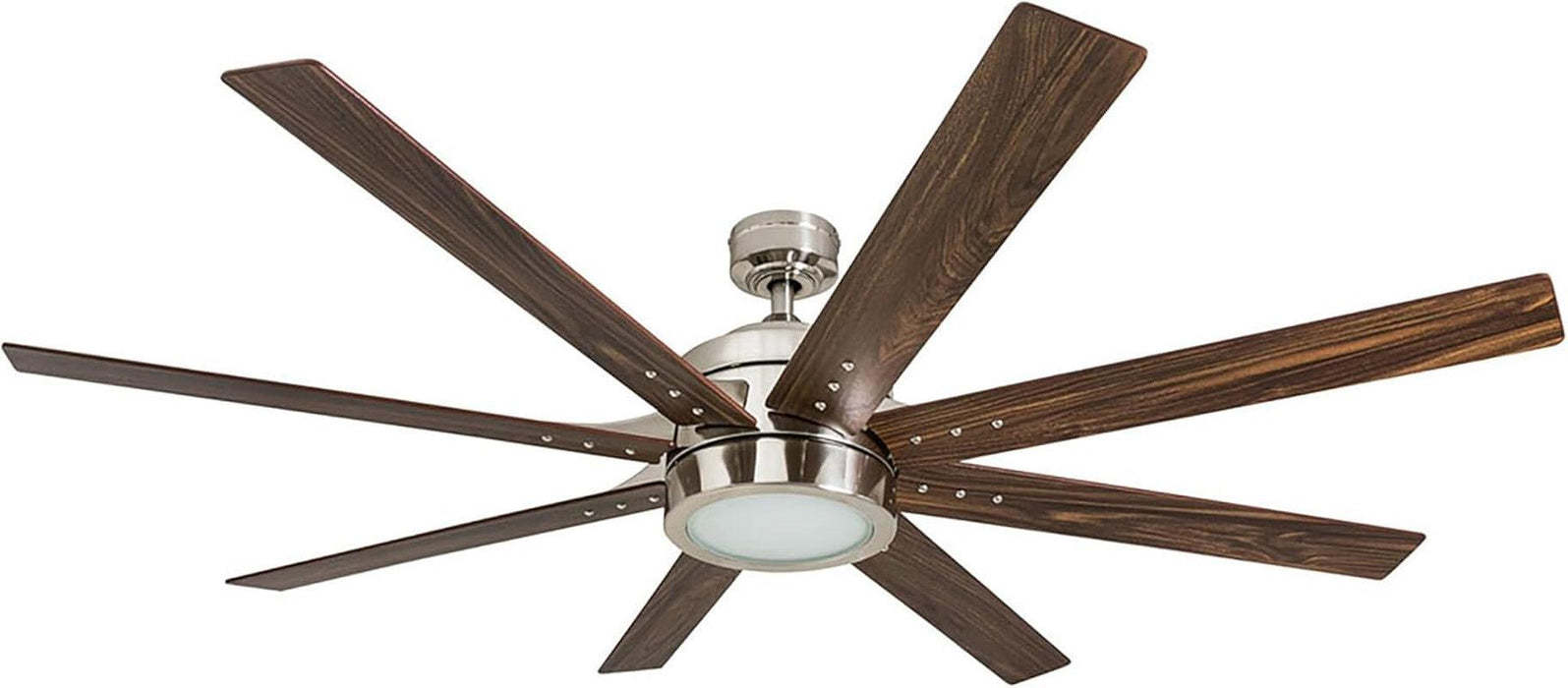 Ceiling Fans Xerxes Modern 62 Inch Ceiling Fan with Light, Remote Control Fan, LED Indoor Fan with 8 Blades, French Oak and Gray Oak Blade Finish Options, Brushed Nickel (50608-01)