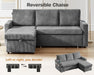81 Inch CorduroyVelvet GreyTone Sleeper Sofa Pullout