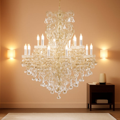 Gold Large Crystal Chandelier-24-Light Chandelier Light Fixture Modern Maria Theresa Crystal Chandeliers Light for Foyer, Entryway, Staircase,High Ceiling,Living Dining Room