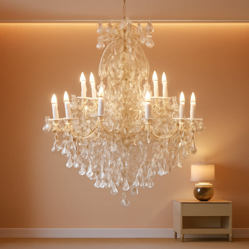 Gold Large Crystal Chandelier-24-Light Chandelier Light Fixture Modern Maria Theresa Crystal Chandeliers Light for Foyer, Entryway, Staircase,High Ceiling,Living Dining Room