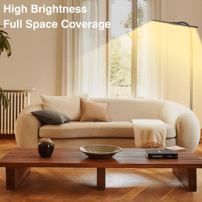 Rechargeable Floor Lamp Cordless with 8000Mah Battery, 15W Dual Head Adjustable Gooseneck LED Reading Lamp, Battery Operated Cordless Floor Lamp for Home, IP54 Rated