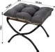 15" Foldable Foot Stool Ottoman with Metal Frame - Washable Dark Grey Upholstered Indoor/Outdoor Footrest for Living Room, Bedroom, Patio - Space-Saving Compact Design