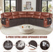 Extra Large Reclining Sectional Couch Covers, Waterproof 5-Piece Sofa Covers for L Shape Sectional Sofa Corner Seater Washable Slipcover for Pets, Dogs(5 Seat Recliner Cover, Chocolate)