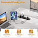 L Shaped Desk with File Drawer, Reversible L Shaped Computer Desk Gaming Desk with Power Outlet & LED Strip, Home Office Desk with Monitor Shelf, Corner Desk with Storage Shelves, White