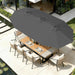 13 FT Patio Umbrella with Solar Lights, Double-Sided Outdoor Table Umbrellas with Crank, Large Rectangular Market Umbrella for Porch, Lawn, Pool, Backyard, Gray