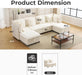 White OneThirtyThreeInch Modular Sectional Sofa Hidden Storage