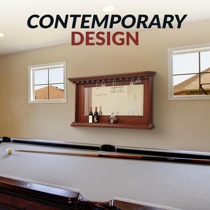 Seville 62x35.5 Inch Walnut Wall Mirror with Shelf