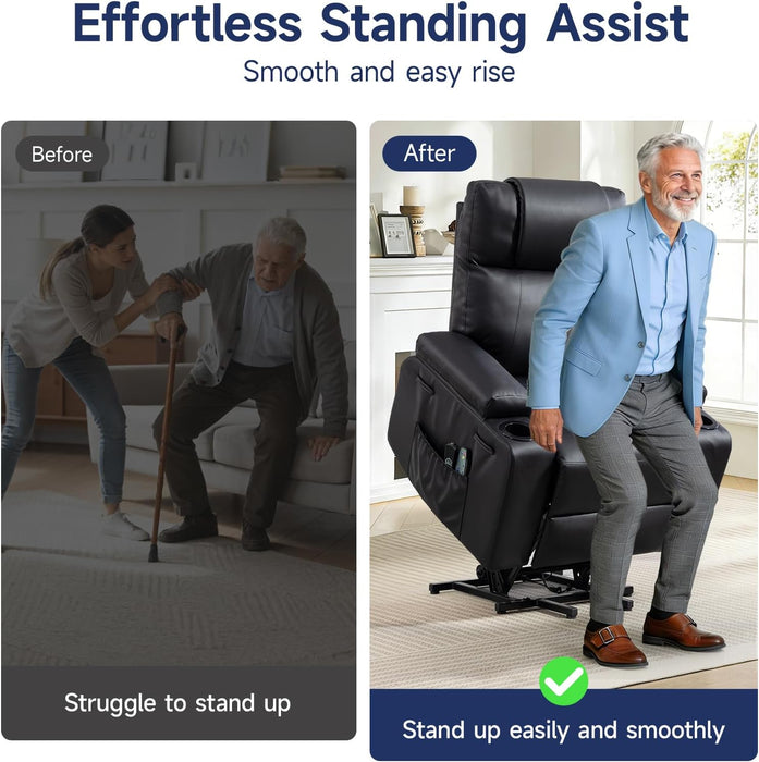 Power Lift Recliner Electric Chair for Elderly with USB Charge Port, Black
