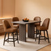 Swivel Counter Height Bar Stools Set of 4, Tall Faux Leather Barstools, Modern Bar Chairs with Solid Back and Wood Legs for Kitchen Island，Brown