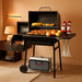 CC1624S Barrel Charcoal Grill with Offset Smoker, 552 Sq. In. Cooking Area, Steel Front Shelf, Steel Side Shelf with Hooks, Charcoal Grill for Outdoor Grilling, Black