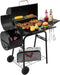 Barrel Charcoal Grill with Offset Smoker, Side Shelf with Hooks, Mesh Bottom Shelf, Blow-Molded Wheels, Outdoor Grilling and Backyard Cooking, CC1624S, Black