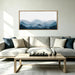 Blue Framed Mountain Landscape Wall Art Fog Mountain Painting Wall Decor Minimalist Blue Artwork Blue Mountains Wall Paintings Simple Landscape Wall Pictures for Bedroom Living Room Office Home Decor 20X40 Inch