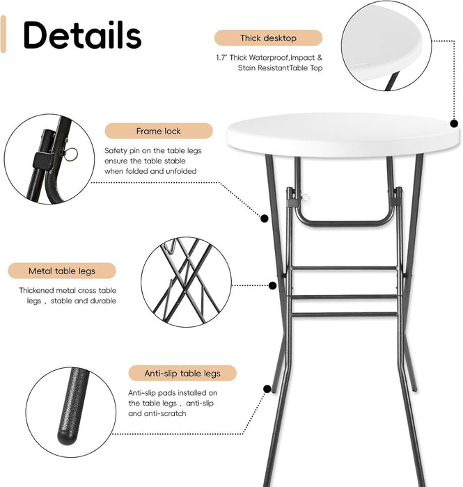 28In UltraPortable Folding Bar Height Cocktail Table